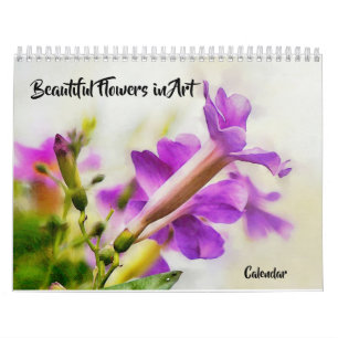 Mooie bloemen in de kunstkalender kalender