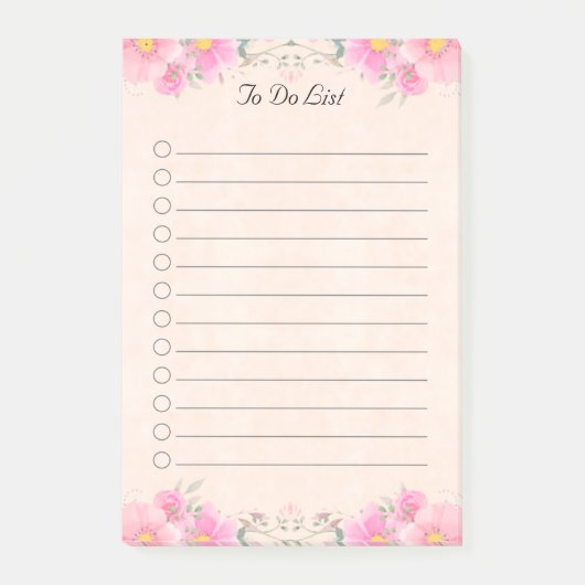 Mooie bloemen in pasteelkleuren om een lijst op te post-it® notes (Voorkant)