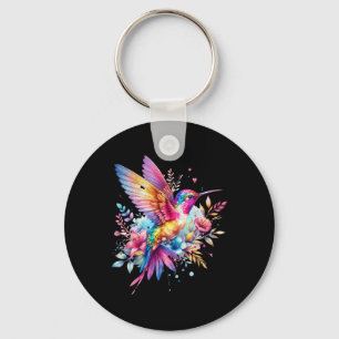 Mooie Bloemen Kolibrie Spirituele Stropdas-kleurst Sleutelhanger