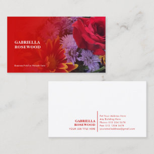 Mooie bloemen met kleurverloop rood visitekaartje