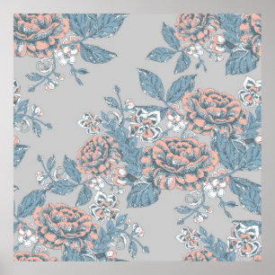 Mooie bloemen. Monochrome ornamenten. Naadloze pit Poster