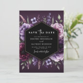 Mooie bloemen Paarse bloemen bruiloft Save The Date (Staand voorkant)