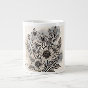 Mooie Bloemen Patroon, Opbloeiende Vreugde Extra Grote Beker