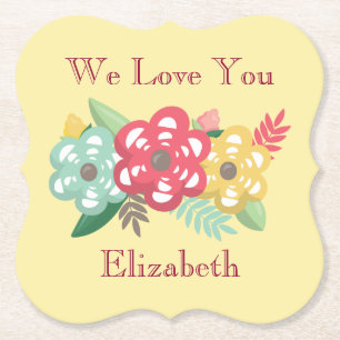 Mooie Bloemen personaliseert wij houdt van u Kartonnen Onderzetters