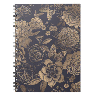 Mooie bloemen pinda's, rozen en vlinders. notitieboek