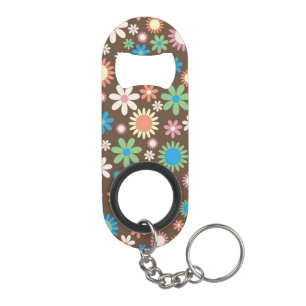 Mooie Bloemen Power Patroon Bruin Mini Flessenopener