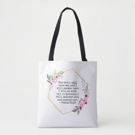 Mooie Bloemen Psalm 91 Canvas tas (Voorkant)