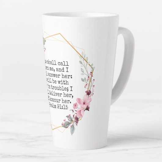 Mooie Bloemen Psalm 91 Latte Mok (Rechterhoek)