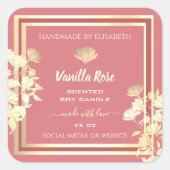 Mooie Bloemen Roze Goud Product Verpakkingsetikett Vierkante Sticker (Voorkant)
