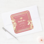 Mooie Bloemen Roze Goud Product Verpakkingsetikett Vierkante Sticker (Envelop)