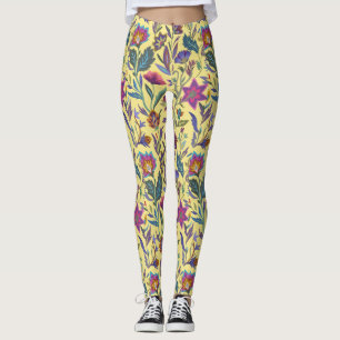 Mooie bloemen Victoriaans voor haar l Geel Leggings