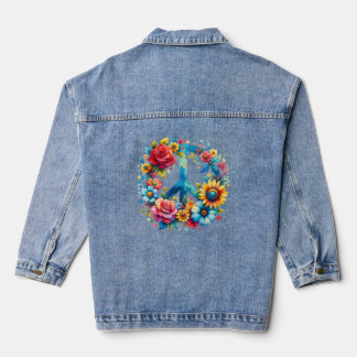 Mooie Bloemen Vredesbord Denim Jacket