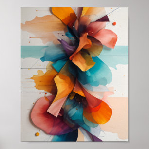 Mooie Bloemen Waterverf met drijvend Poster
