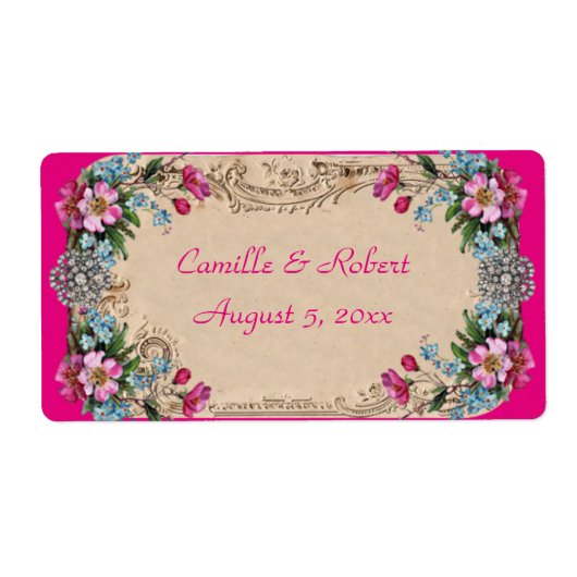 Mooie bloemen, wijnflesetiketten etiket (Voorkant)