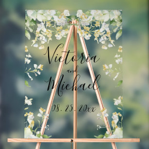 Mooie Bloemen Wildbloemen Neutrale Kleur Bruiloft Acryl Bord