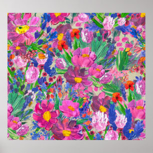 Mooie Bloemen: Wildflower Waterverf Wallpaper Poster