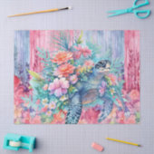 Mooie Bloemen Zee Schildpad Decoupage Tissuepapier (Craft)