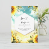Mooie Bloemen Zonnebloem bruiloft Save The Date (Staand voorkant)