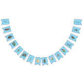 Mooie bloemenbanner op blauwe achtergrond vlaggetjes (Alle)