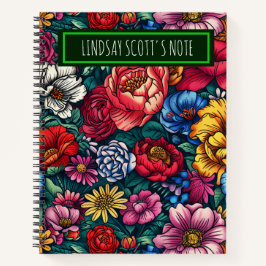 Mooie bloemenboeket aangepaste naam journaal notitieboek