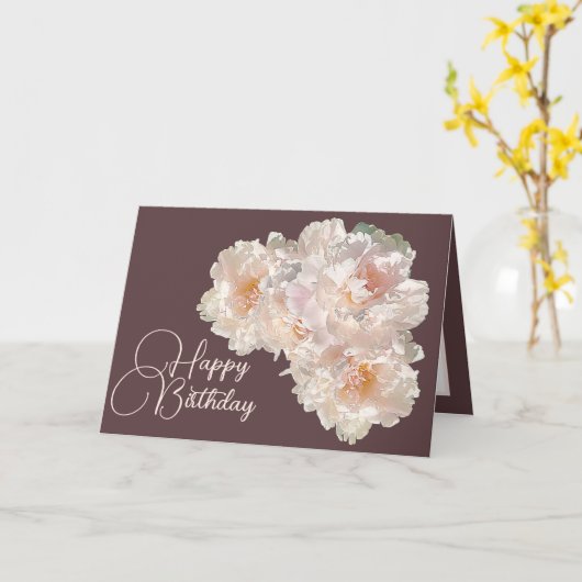 Mooie bloemenboeket roze pioenrozen verjaardag kaart (Gele Bloem)