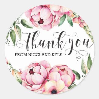 Mooie bloemenbruiloft dank u Stickers