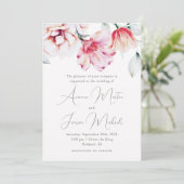 Mooie bloemenbruiloft perzik uitnodiging (Staand voorkant)