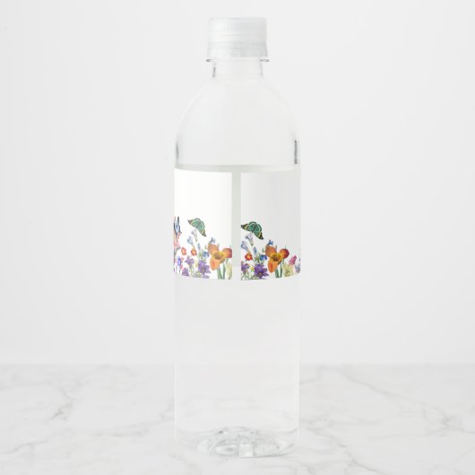 Mooie bloemenbruiloft waterfles etiket (Achterkant)