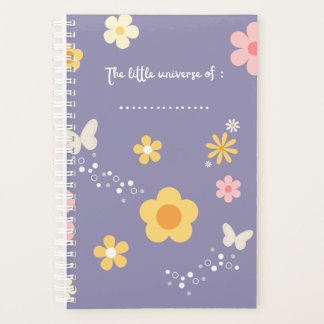 Mooie bloemencover voor journal, pastelpaarse noti planner