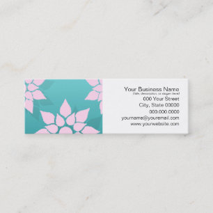 Mooie bloemendesign roze over turquoise mini visitekaartje