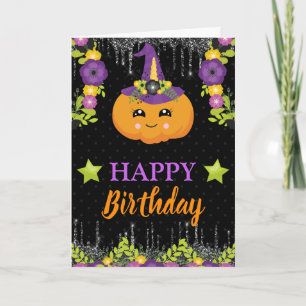 Mooie bloemenklepel Bloemige Halloween-verjaardag Kaart