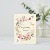 Mooie bloemenkrans en vlinders verjaardag briefkaart (Staand voorkant)