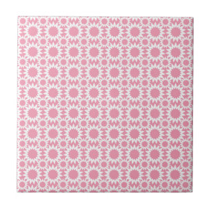 Mooie Bloemenpatroon Roze en Wit Tegeltje