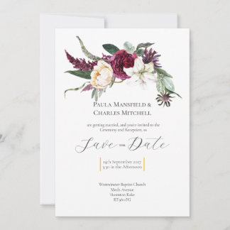 Mooie bloemensave the date, trouwuitnodiging kaart
