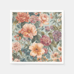 Mooie bloemenschildering met vintage bloemen servet