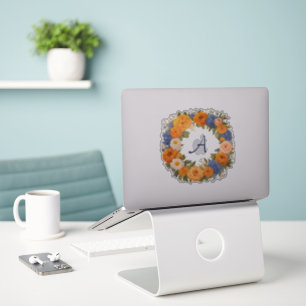 Mooie bloemenslingermonogram beginletter uitgesned sticker