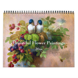 Mooie, bloemenverf, fijne kunst kalender