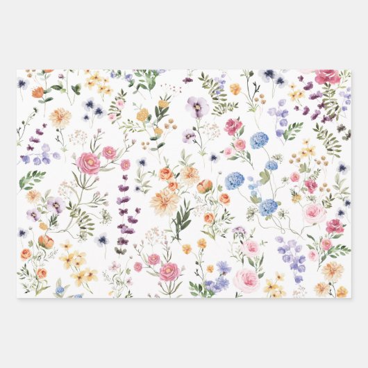 Mooie Bloemenweide Botanische Bloementuin Inpakpapier Vel (Voorkant)
