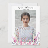 Mooie bloemige afstudeerfoto afstudeeruitnodiging kaart (Voorkant)