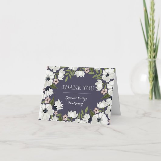 Mooie bloemige bedankkaart - paars (Voorkant)
