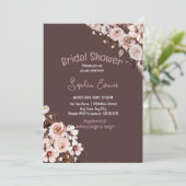 Mooie Bloemige Boho Bruine Bruiloft Brunch Kaart (Staand voorkant)