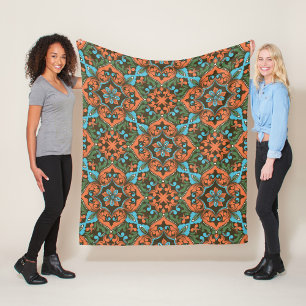 Mooie bloemige Damask naadloos patroon Fleece Deken
