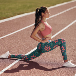 Mooie bloemige Gym Yoga Dames Workout Groene Leggi Leggings