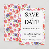 Mooie bloemige kaart om de datum te reserveren (Voorkant / Achterkant)