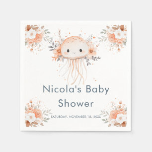 Mooie bloemige kwal baby shower servet