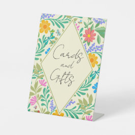 Mooie bloemige lente zomer vintage boho kaarten ca reclamebord met voetstuk