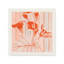 Mooie bloemige lijnkunst met oranje planten