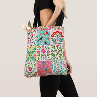 Mooie bloemige natuur patchwork tas. draagtas
