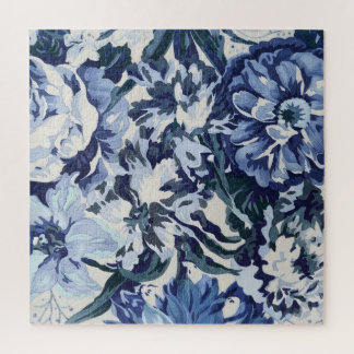 Mooie bloemige ontwerp in blauwe tinten legpuzzel