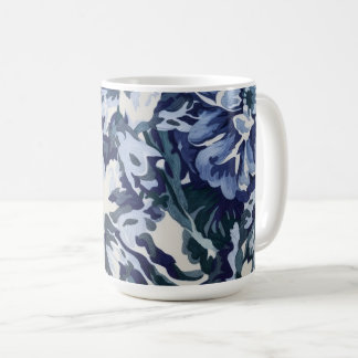 Mooie bloemige ontwerpen in blauwe tinten koffiemok